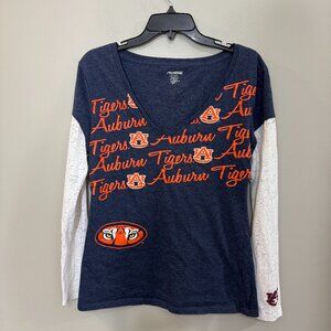 Women's Pro Edge Auburn Tigers Logo V-neck Long Sleeve Shirt. Size XL